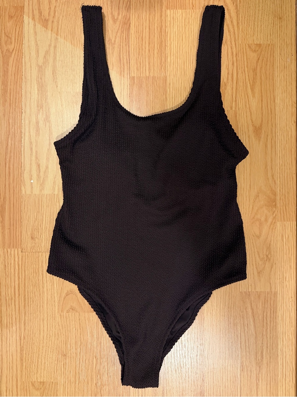 H&M Brown Textured One-Piece Swimsuit
